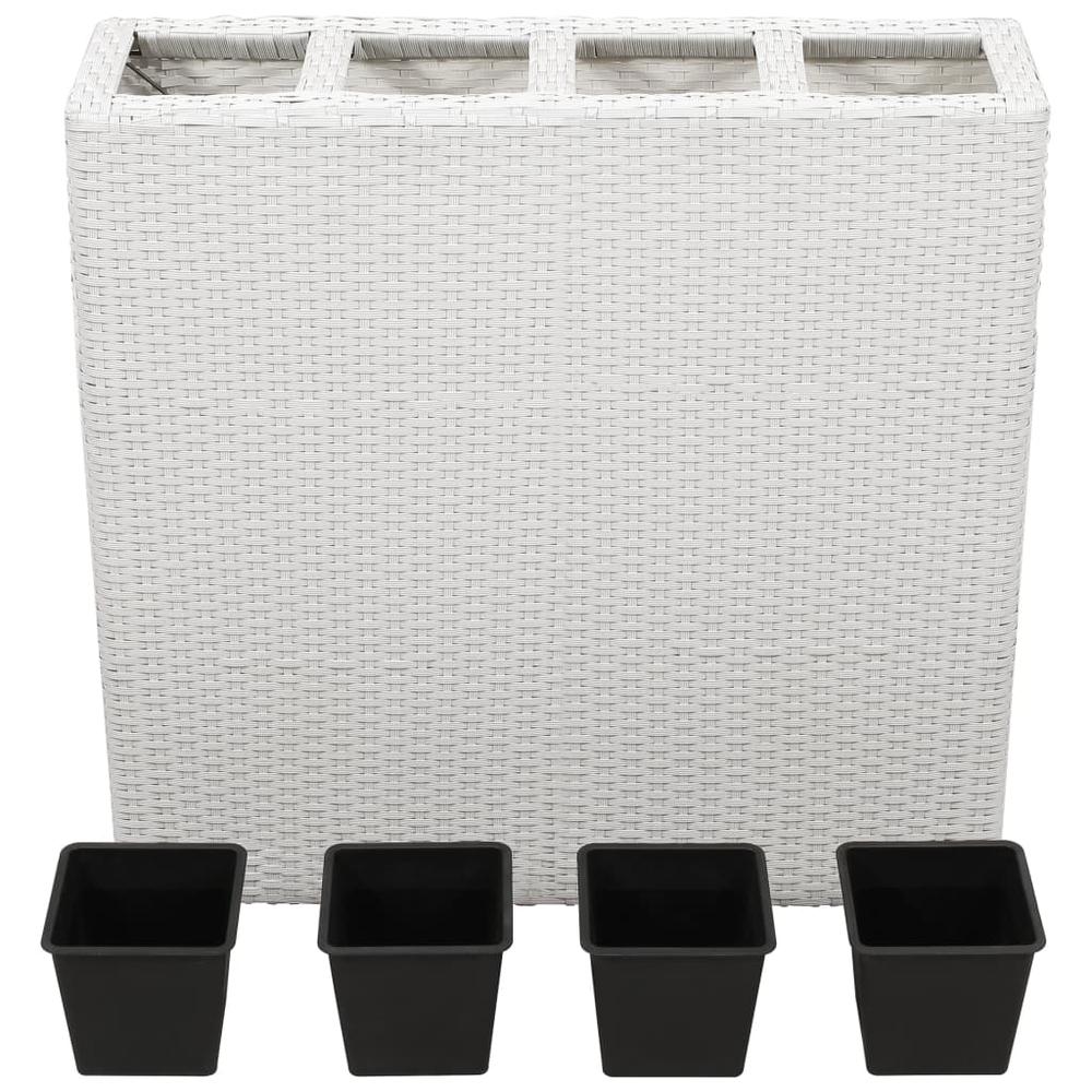 vidaXL Garden Raised Bed with 4 Pots Poly Rattan White, 45427. Picture 2