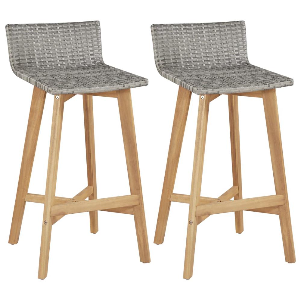 vidaXL Bar Chairs 2 pcs Solid Acacia Wood, 44229. Picture 1