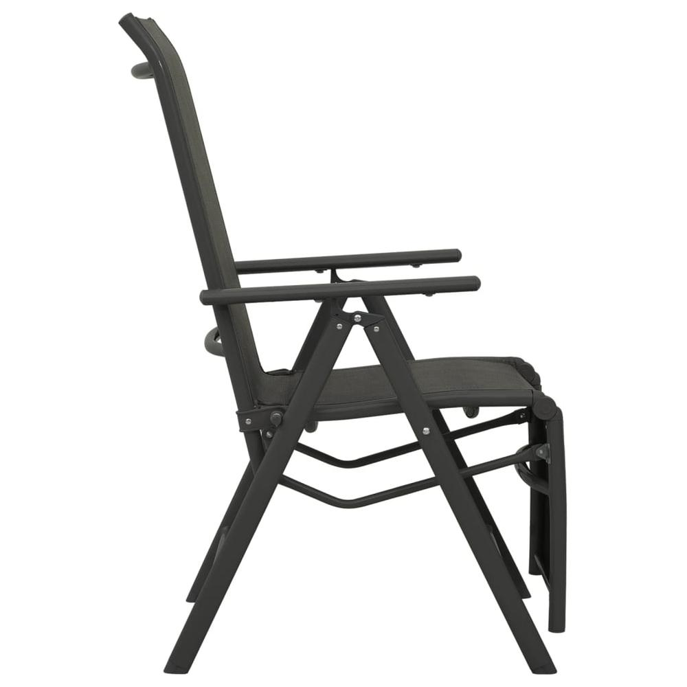 vidaXL Reclining Patio Chairs 2pcs Textilene and Aluminum Black. Picture 4