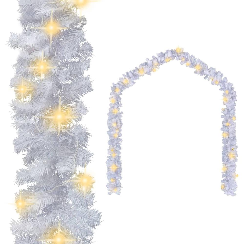 vidaXL Christmas Garland with LED Lights 197" White. Picture 1