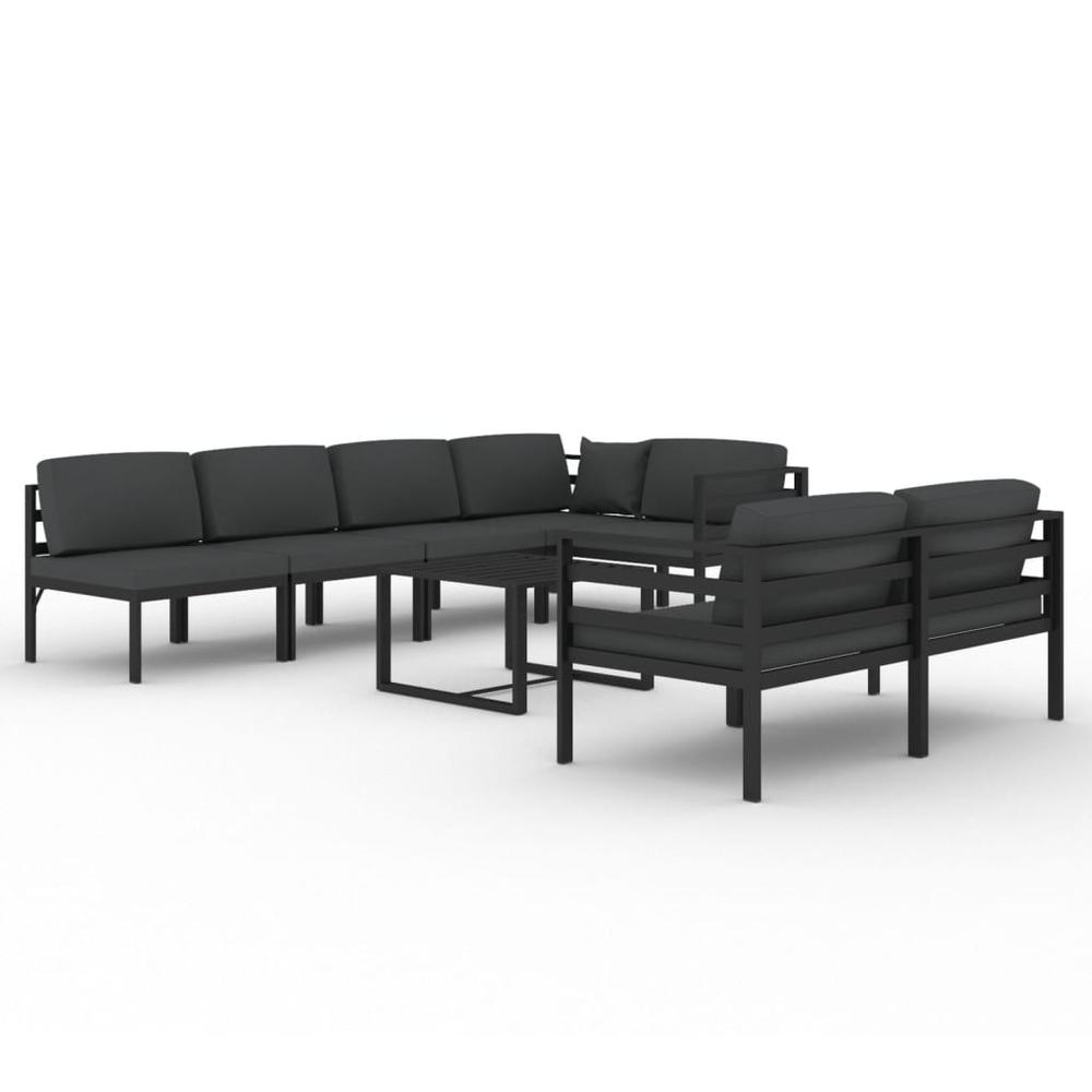 vidaXL 8 Piece Patio Lounge Set with Cushions Aluminum Anthracite, 3107820. Picture 2