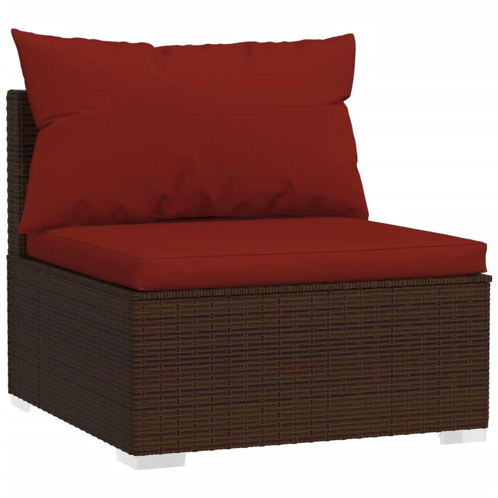 vidaXL 10 Piece Patio Lounge Set with Cushions Brown Poly Rattan, 3102011. Picture 3