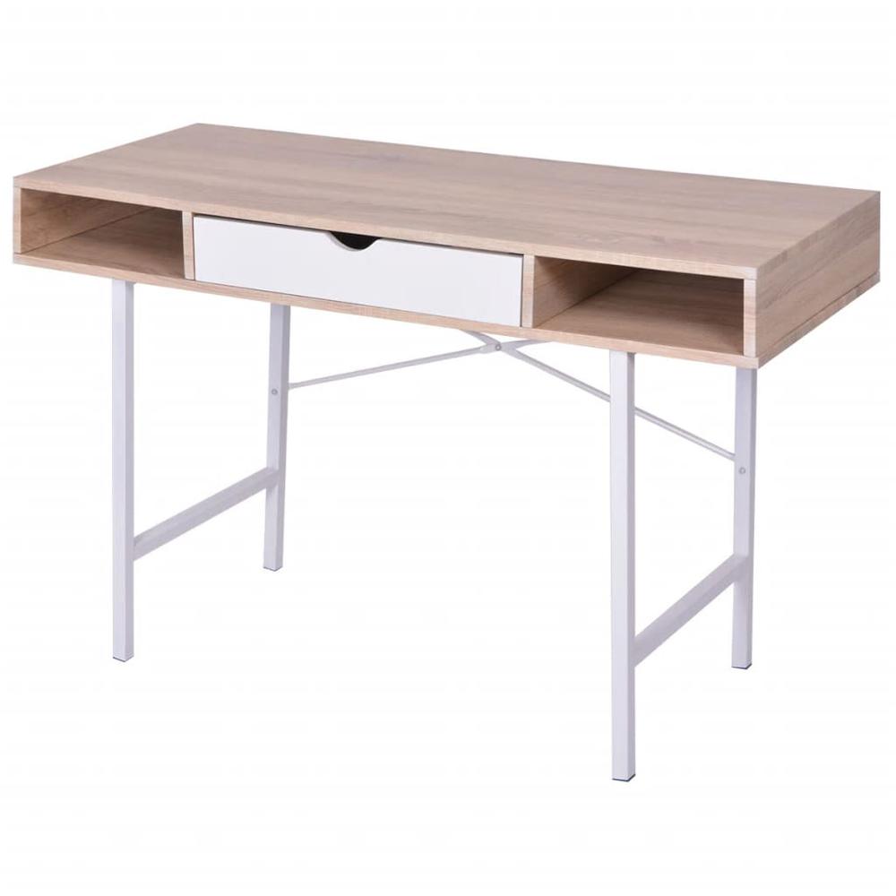 vidaXL Desk with 1 Drawer Oak and White , 20135. Picture 1