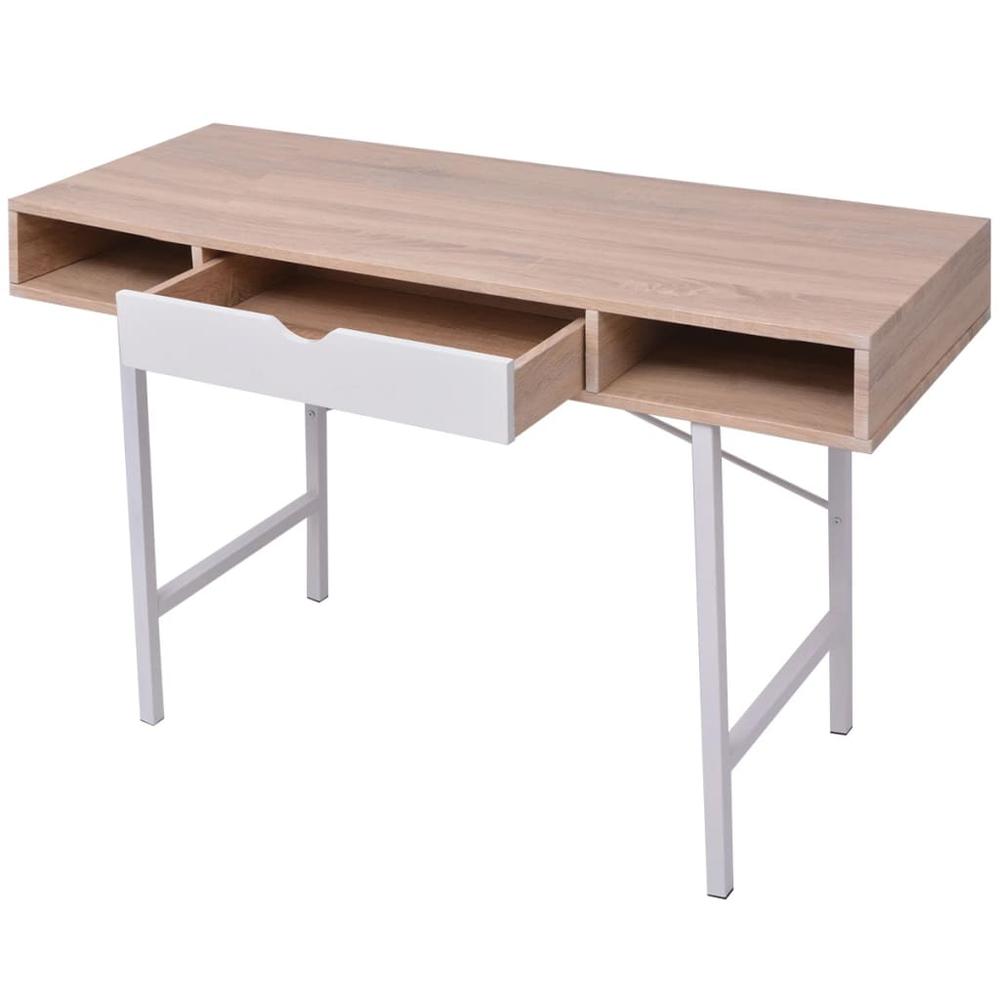 vidaXL Desk with 1 Drawer Oak and White , 20135. Picture 2