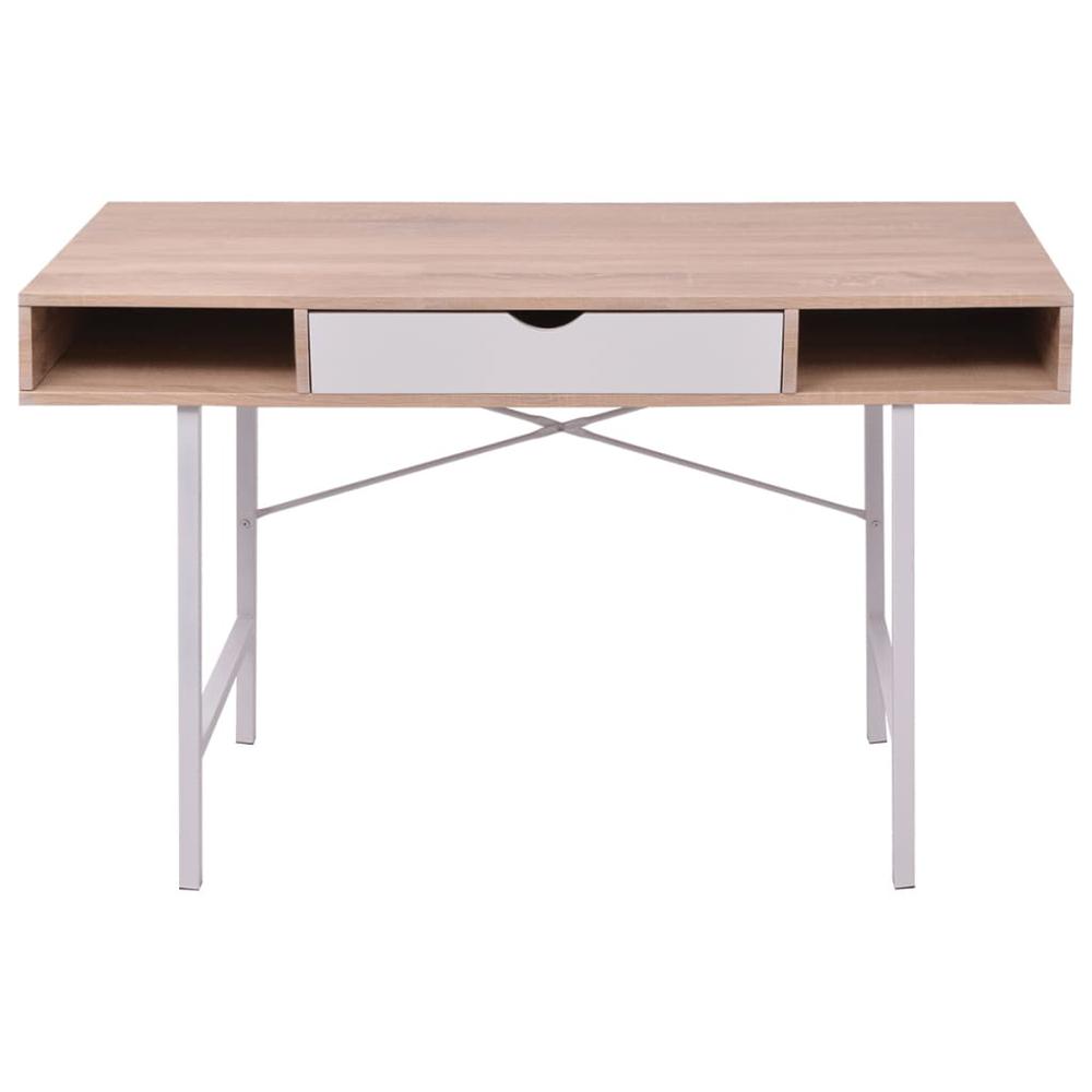 vidaXL Desk with 1 Drawer Oak and White , 20135. Picture 3
