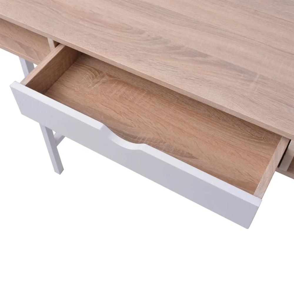 vidaXL Desk with 1 Drawer Oak and White , 20135. Picture 4