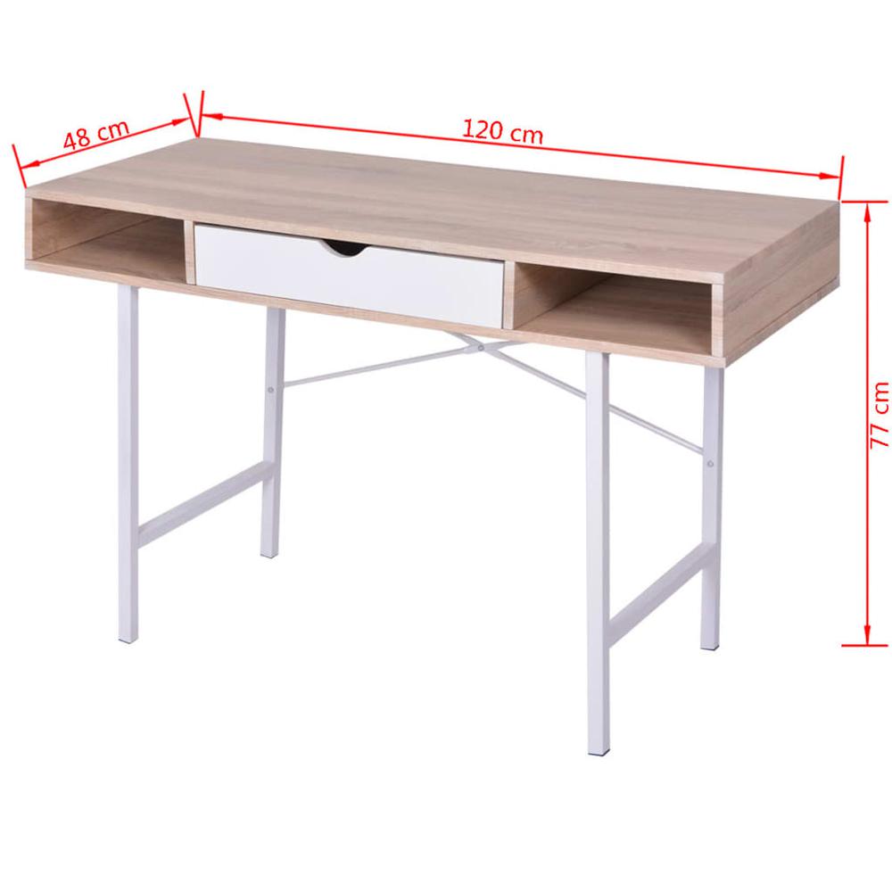 vidaXL Desk with 1 Drawer Oak and White , 20135. Picture 5