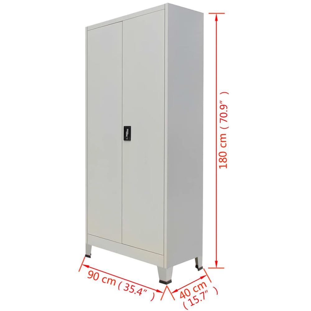 vidaXL Office Cabinet with 2 Doors Steel 35.4"x15.7"x70.9" Gray, 20152. Picture 10