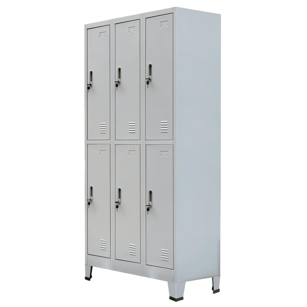 vidaXL Locker Cabinet with 6 Compartments Steel 35.4"x17.7"x70.9" Gray, 20156. Picture 1