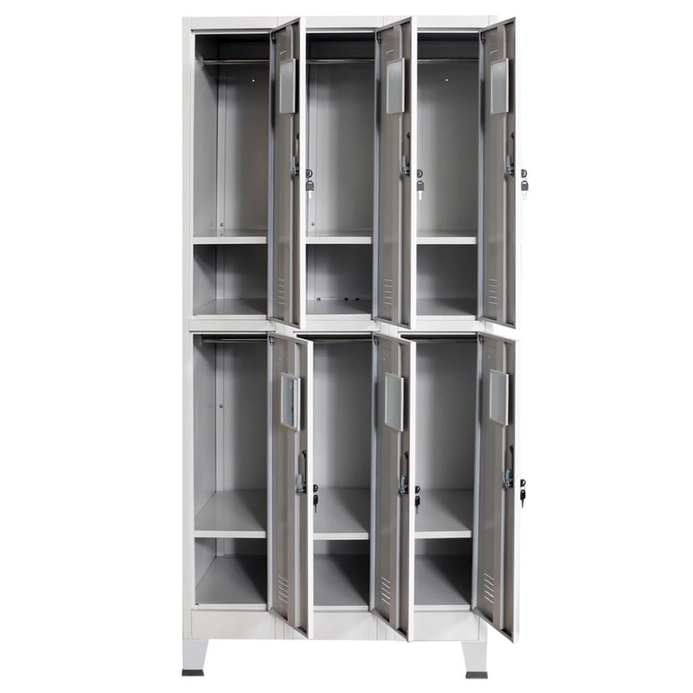vidaXL Locker Cabinet with 6 Compartments Steel 35.4"x17.7"x70.9" Gray, 20156. Picture 4