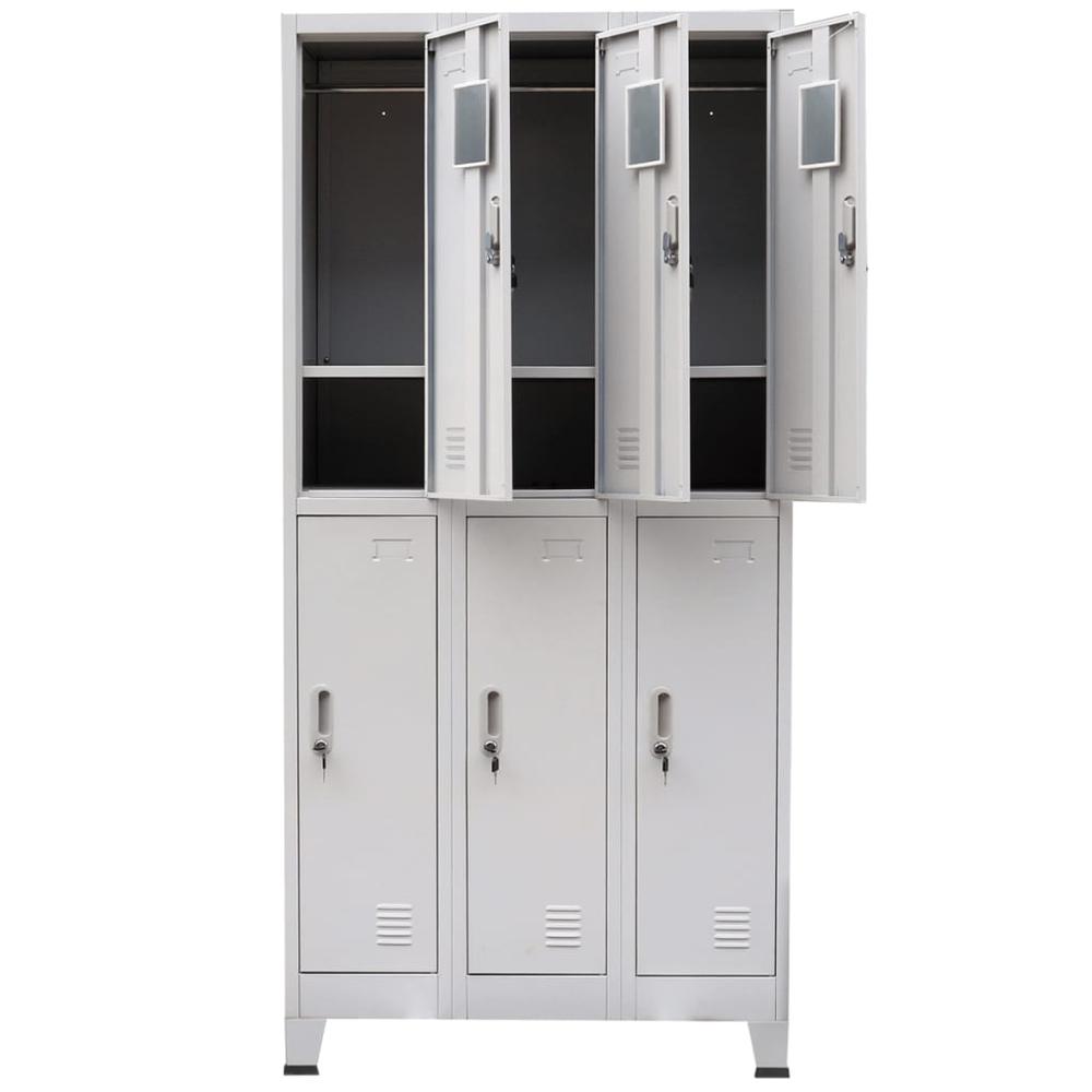 vidaXL Locker Cabinet with 6 Compartments Steel 35.4"x17.7"x70.9" Gray, 20156. Picture 6