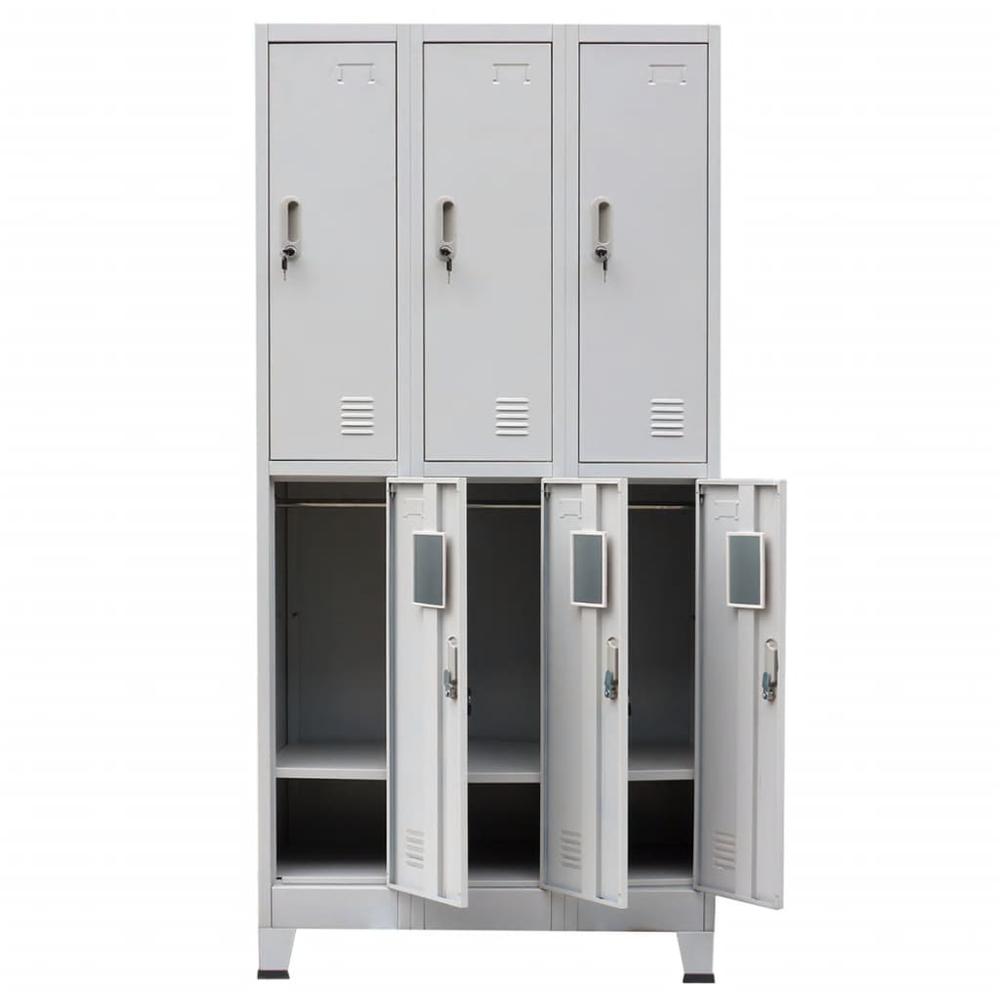 vidaXL Locker Cabinet with 6 Compartments Steel 35.4"x17.7"x70.9" Gray, 20156. Picture 7