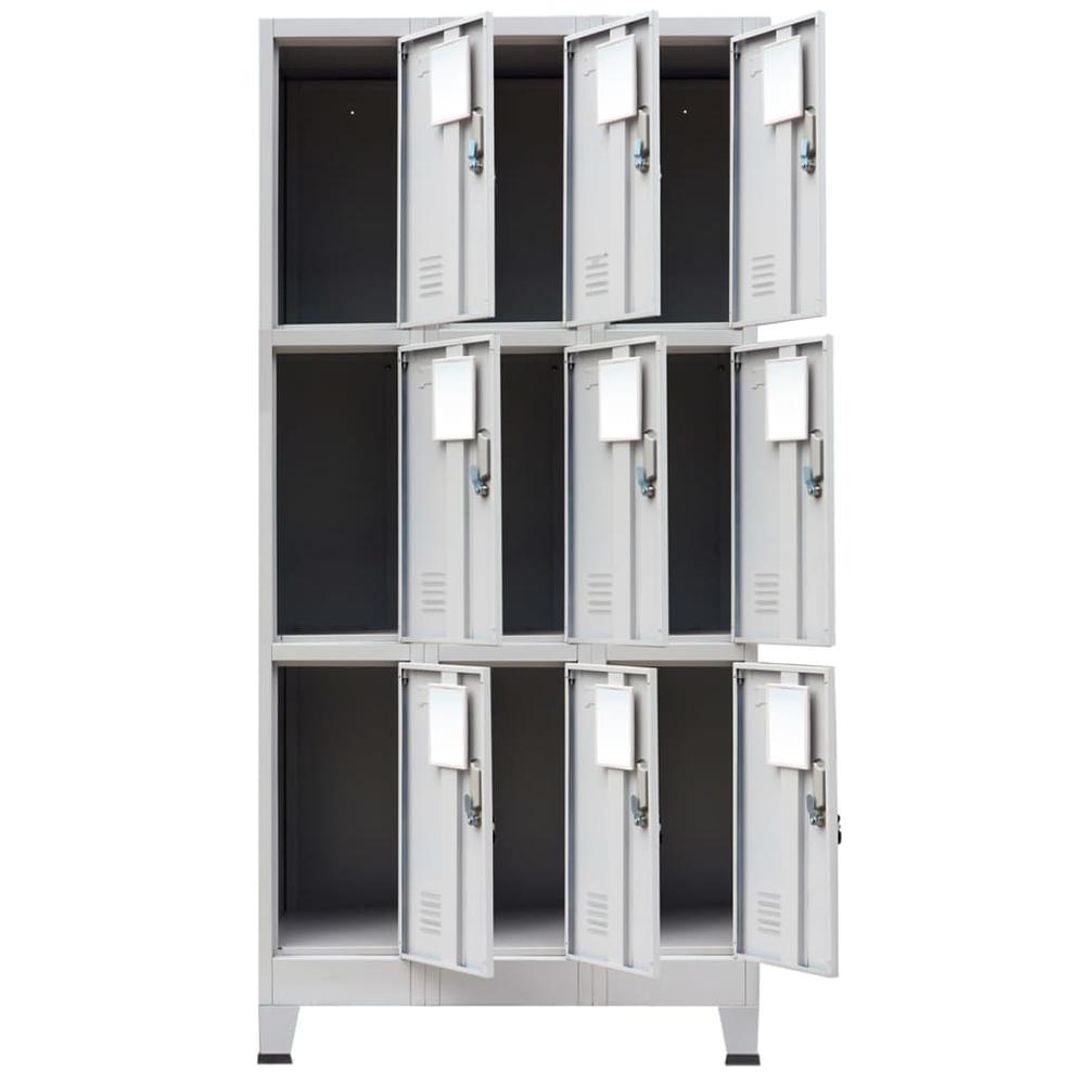 vidaXL Locker Cabinet with 9 Compartments Steel 35.4"x17.7"x70.9" Gray, 20157. Picture 3