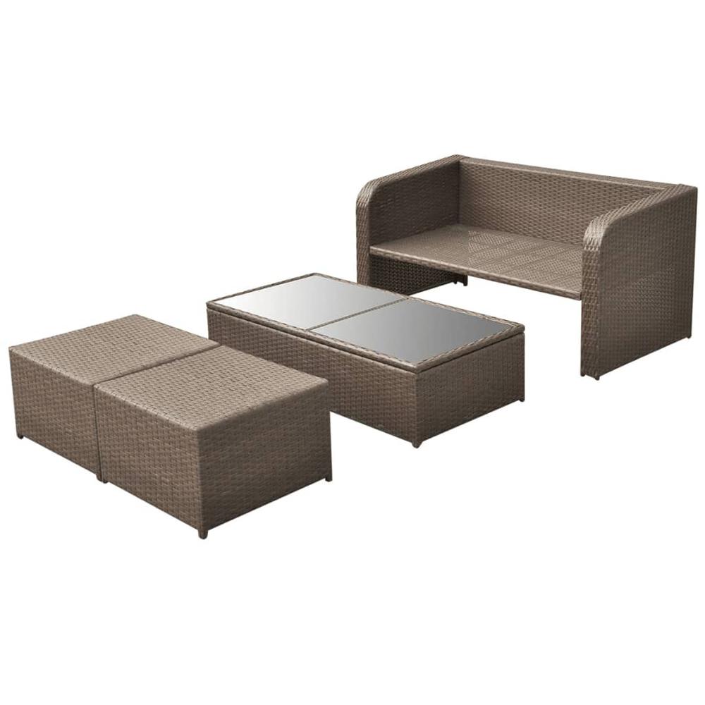 vidaXL 4 Piece Garden Lounge Set with Cushions Poly Rattan Brown, 42480. Picture 3