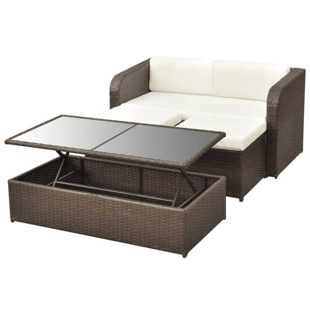 vidaXL 4 Piece Garden Lounge Set with Cushions Poly Rattan Brown, 42480. Picture 5