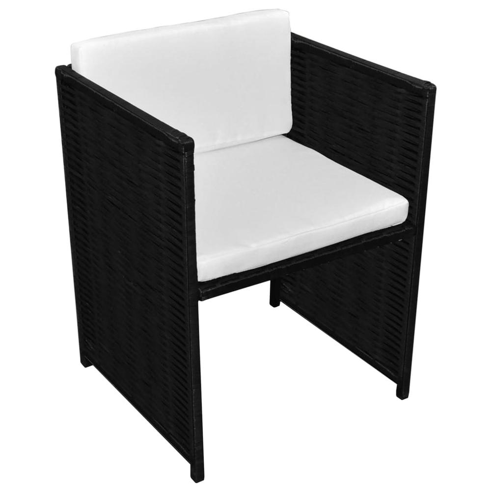 vidaXL 3 Piece Bistro Set with Cushions Poly Rattan Black, 42484. Picture 7