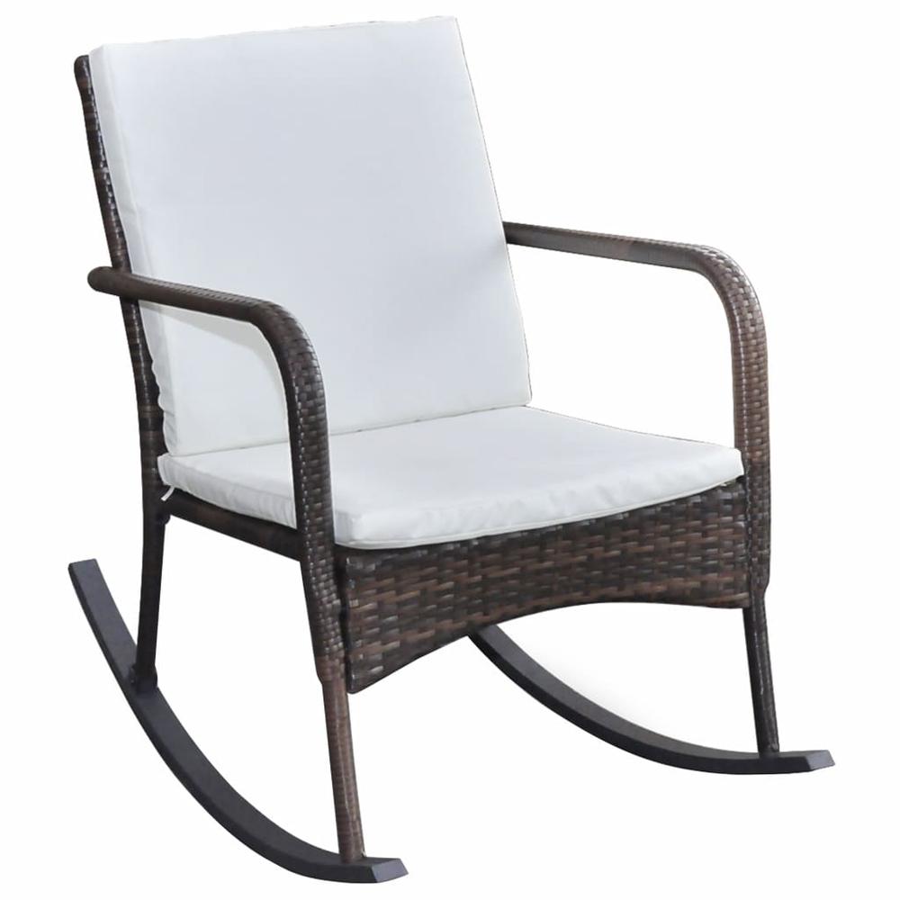 vidaXL Outdoor Rocking Chair Brown Poly Rattan, 42492. Picture 2