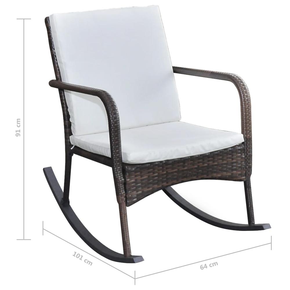 vidaXL Outdoor Rocking Chair Brown Poly Rattan, 42492. Picture 4