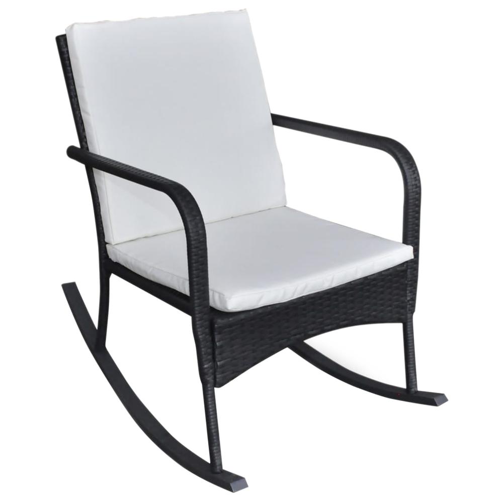 vidaXL Outdoor Rocking Chair Black Poly Rattan, 42493. Picture 2