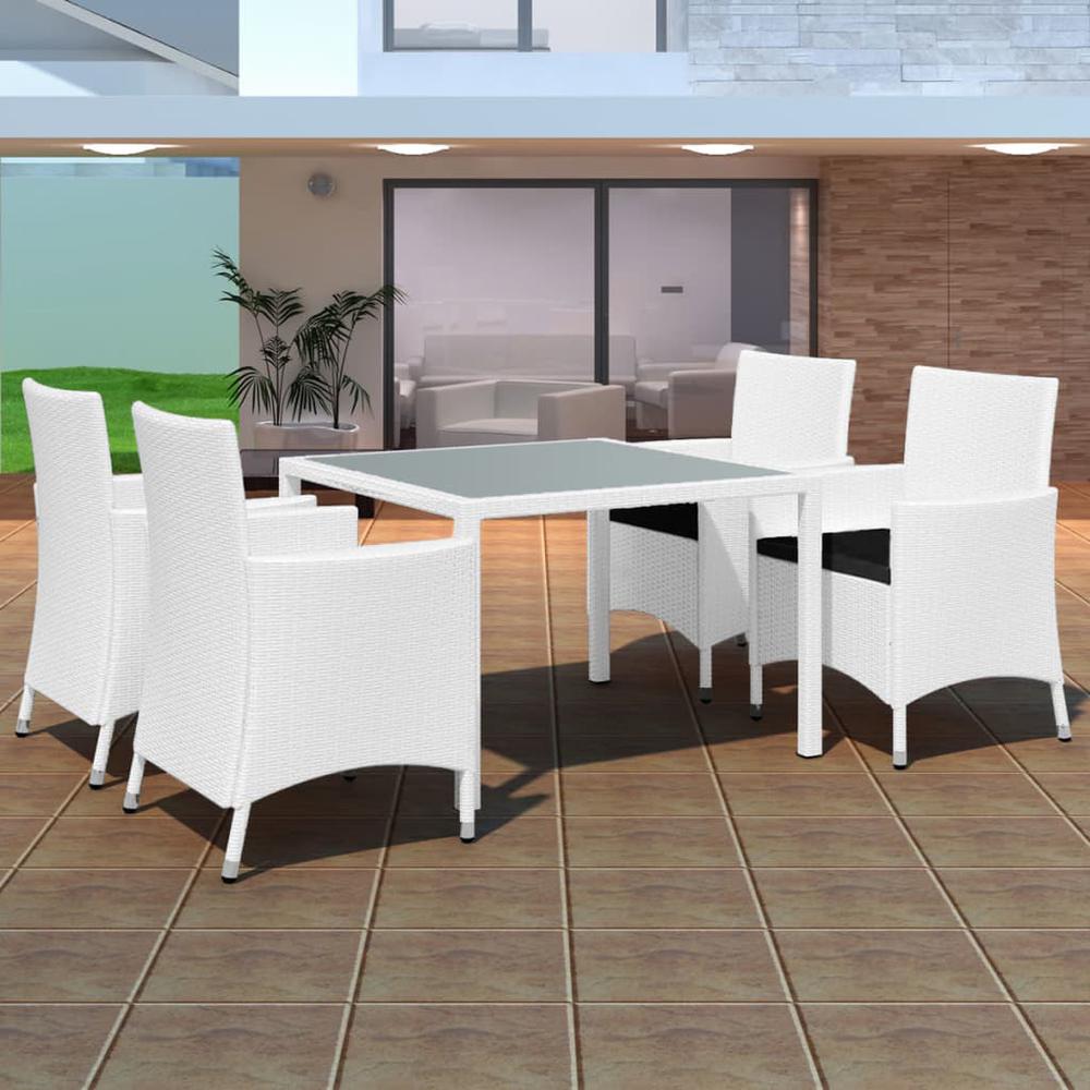 5 Piece Patio Dining Set Poly Rattan Cream White. Picture 11