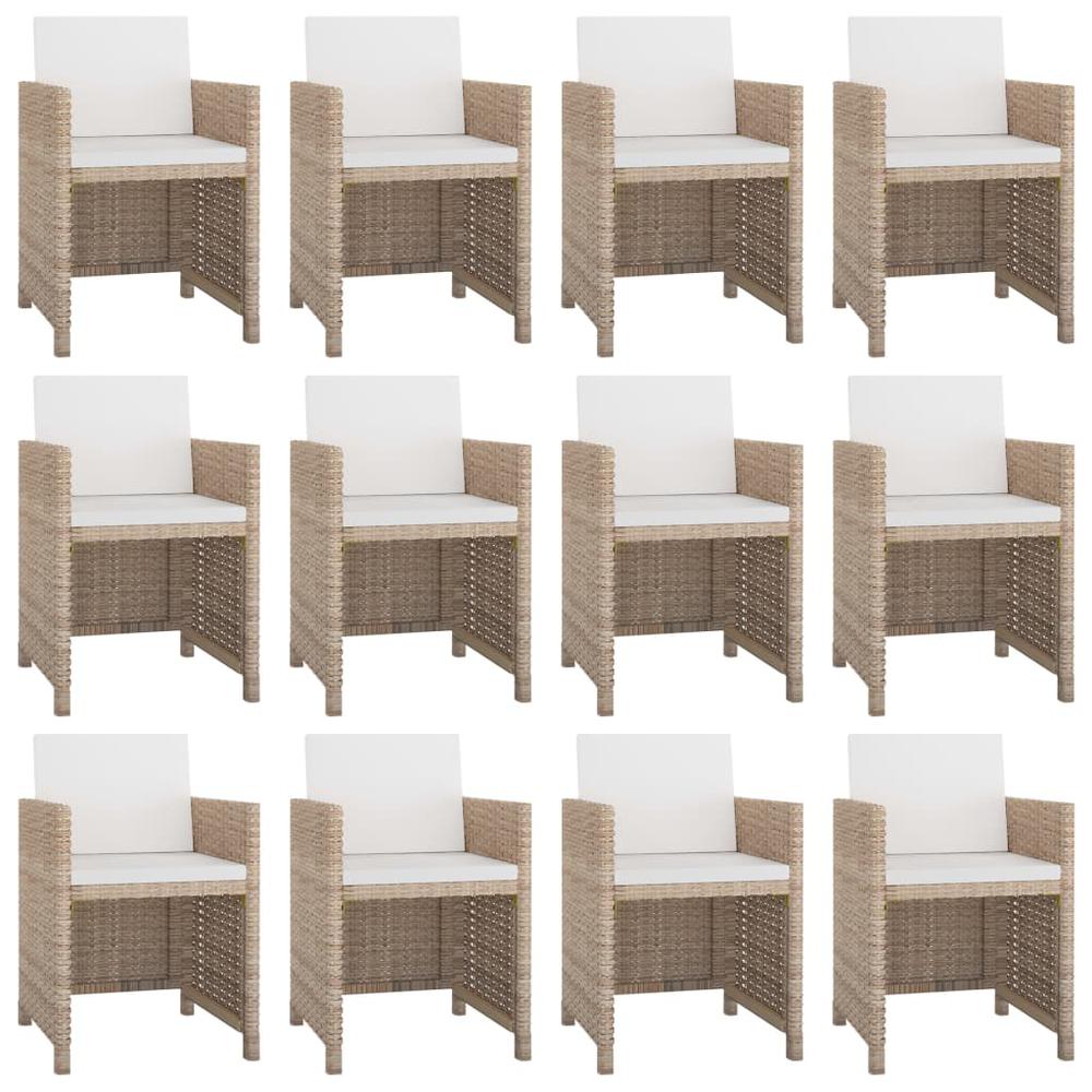 13 Piece Patio Dining Set with Cushions Poly Rattan Beige. Picture 1