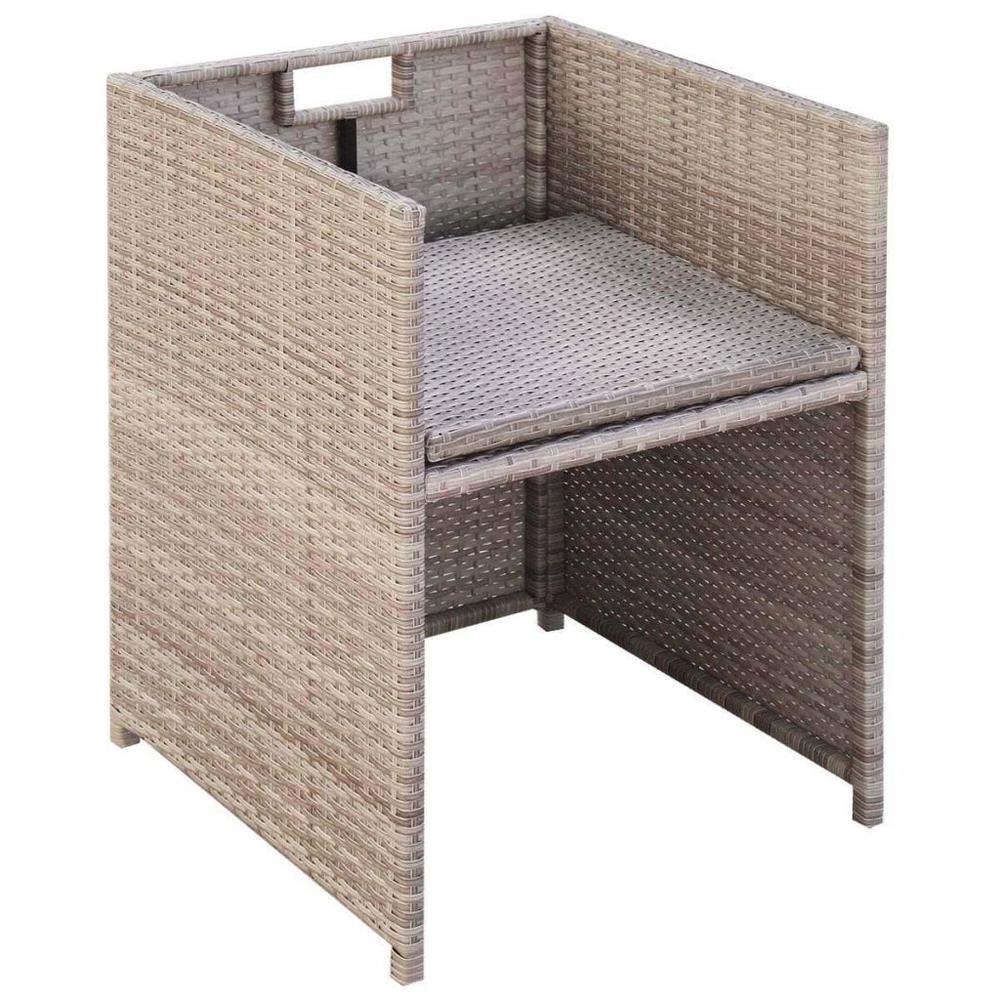 vidaXL 5 Piece Outdoor Dining Set with Cushions Poly Rattan Beige, 42555. Picture 7