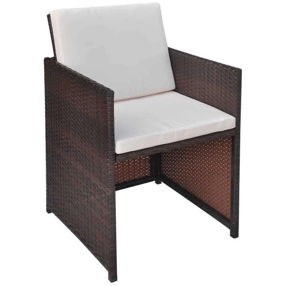 Patio Chairs 2 pcs with Cushions and Pillows Poly Rattan Brown. Picture 1