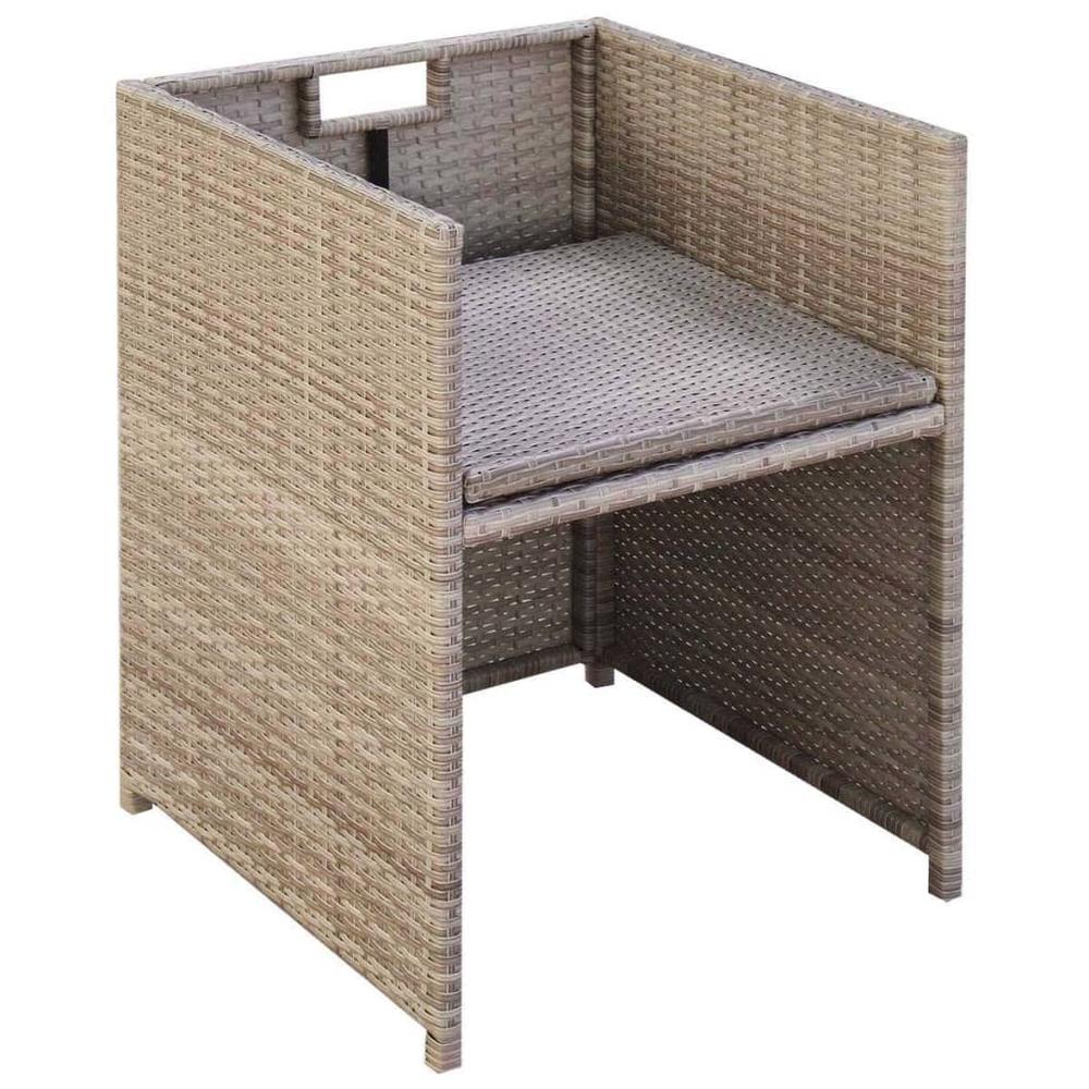 Patio Chairs 2 pcs with Cushions and Pillows Poly Rattan Beige. Picture 3
