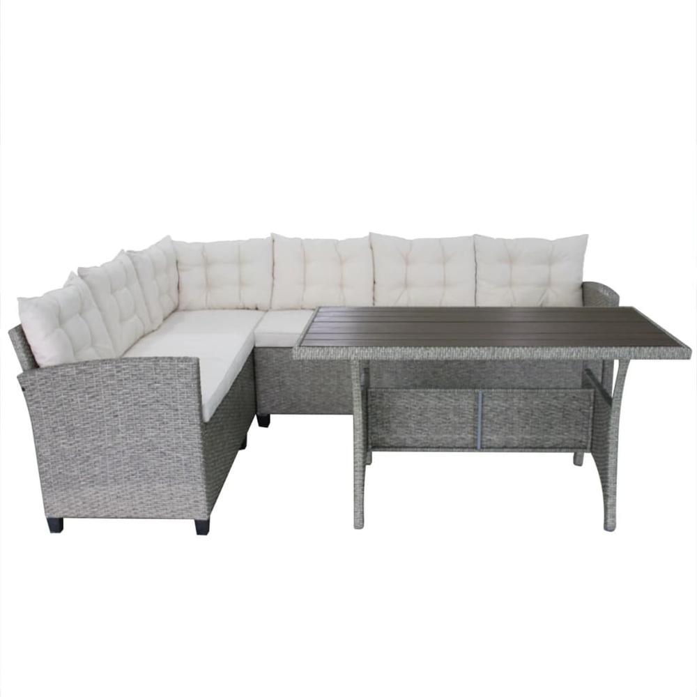 vidaXL 3 Piece Garden Lounge Set with Cushions Poly Rattan Gray, 42577. Picture 3