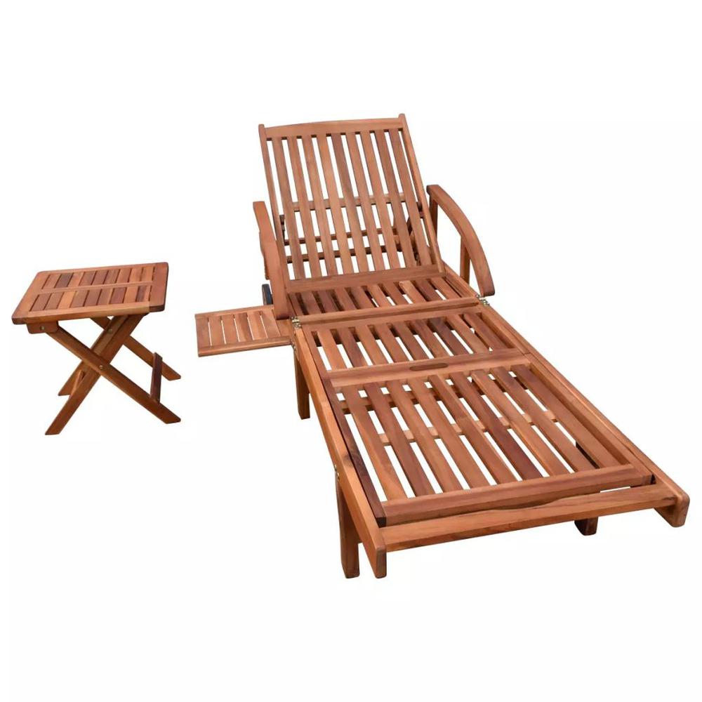 vidaXL Sun Lounger with Table Solid Acacia Wood, 42594. Picture 2