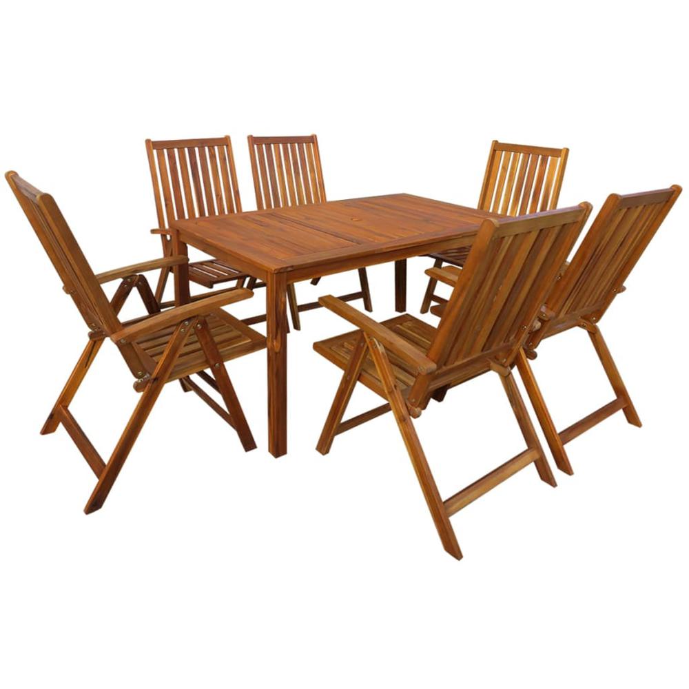 7 Piece Patio Dining Set Solid Acacia Wood. Picture 11
