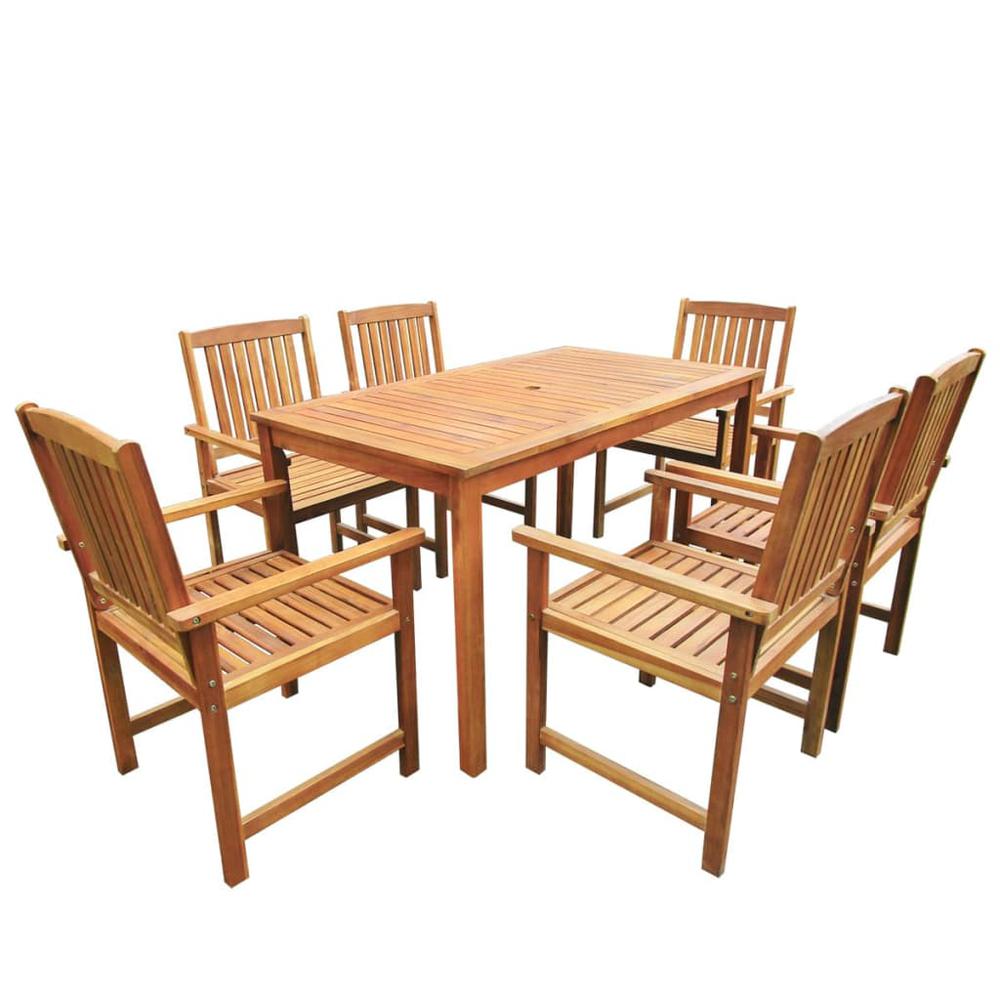vidaXL 7 Piece Outdoor Dining Set Solid Acacia Wood, 42623. Picture 1