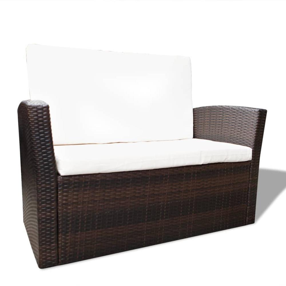 vidaXL 4 Piece Garden lounge set with Cushions Poly Rattan Brown, 42641. Picture 4