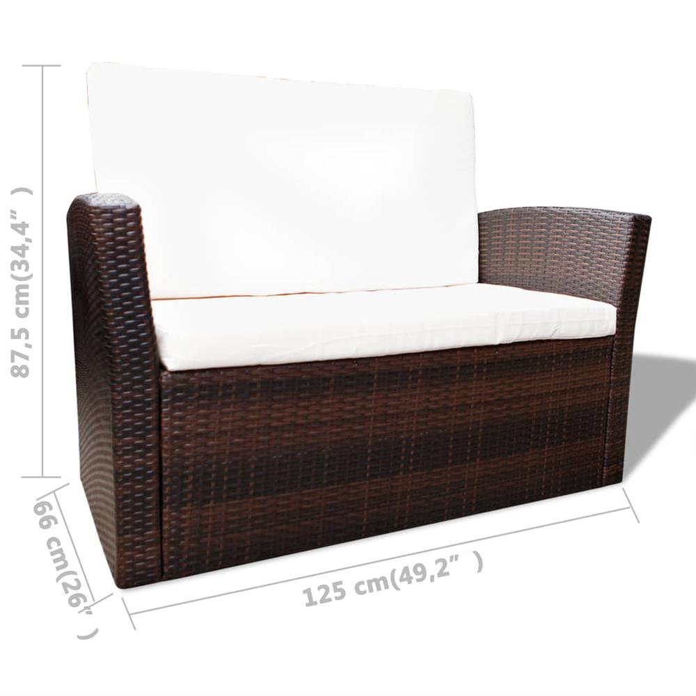 vidaXL 4 Piece Garden lounge set with Cushions Poly Rattan Brown, 42641. Picture 7