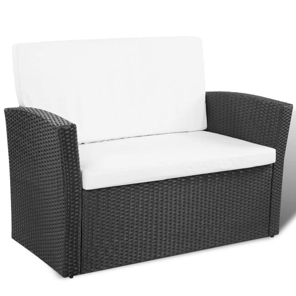 vidaXL 4 Piece Garden lounge set with Cushions Poly Rattan Black, 42642. Picture 4