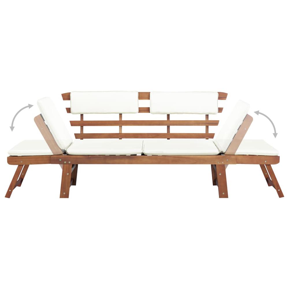 vidaXL Garden Bench with Cushions 2-in-1 74.8â€ Solid Acacia Wood, 42647. Picture 3