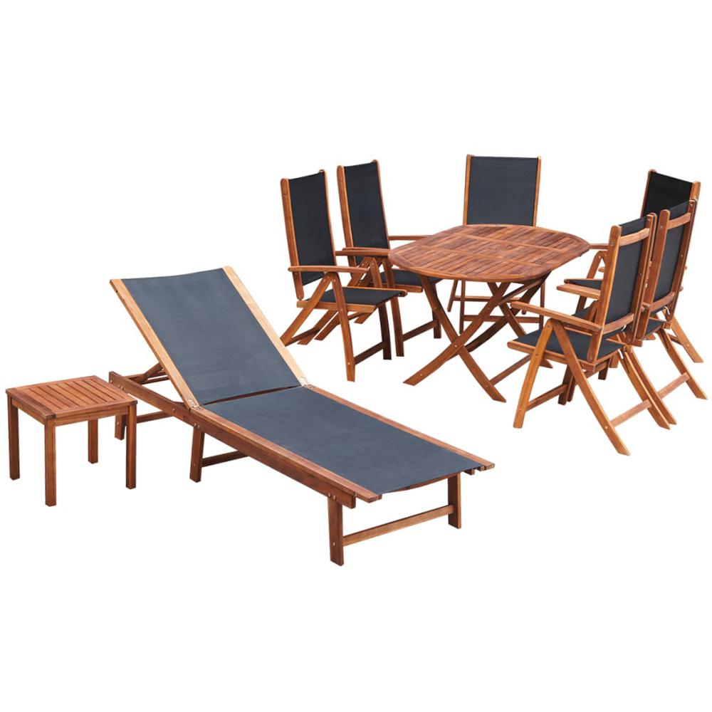 vidaXL 9 Piece Outdoor Dining Set with Cushions Solid Acacia Wood, 42649. Picture 1