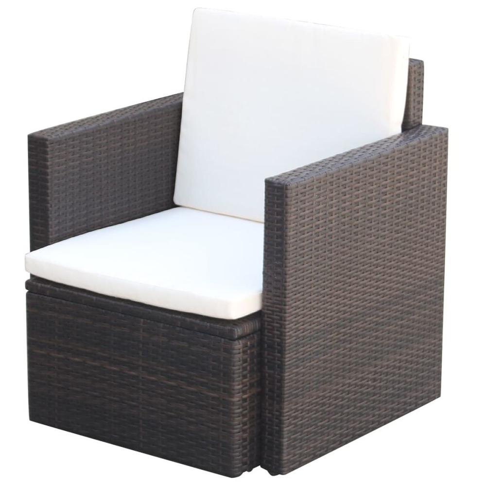 vidaXL Garden Chair with Cushions and Pillows Poly Rattan Brown, 42668. Picture 1