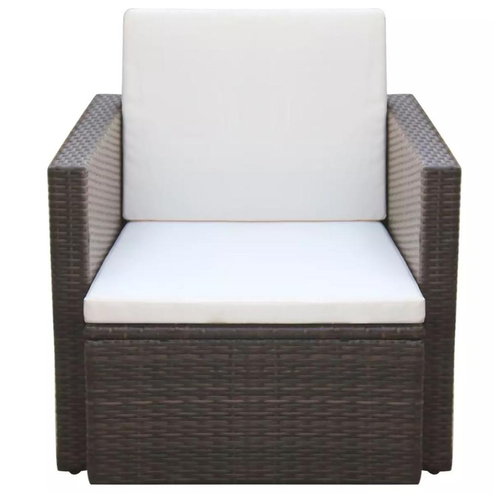vidaXL Garden Chair with Cushions and Pillows Poly Rattan Brown, 42668. Picture 2