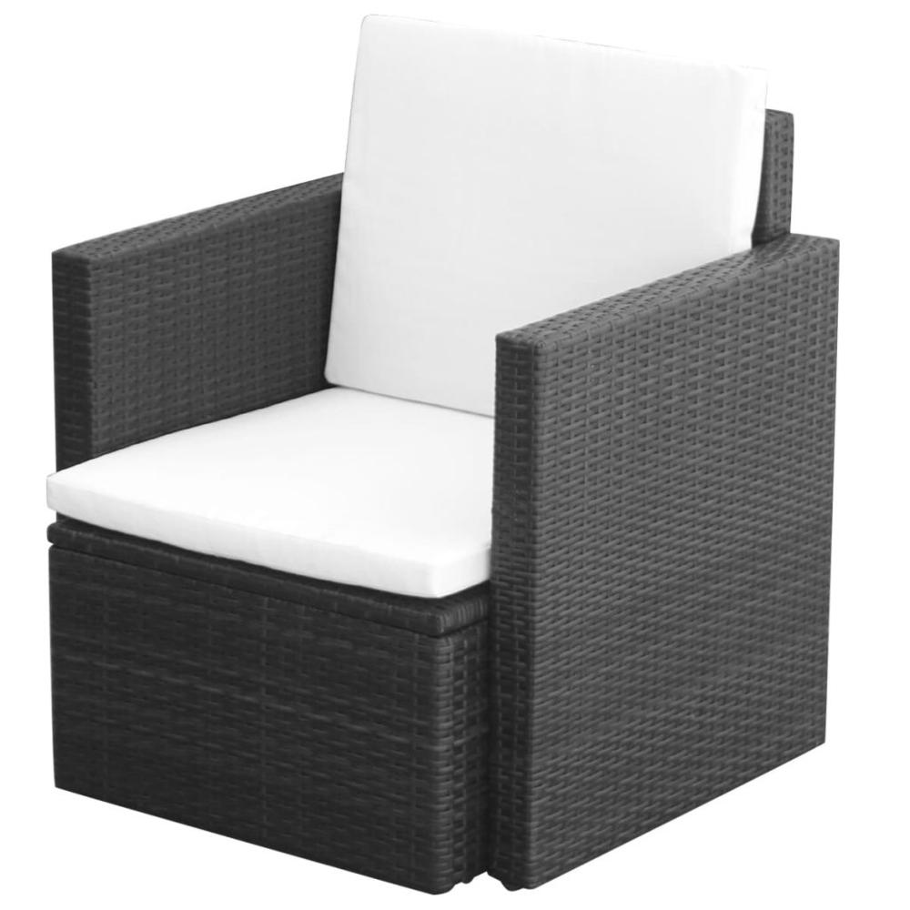 vidaXL Garden Chair with Cushions and Pillows Poly Rattan Black, 42669. Picture 1