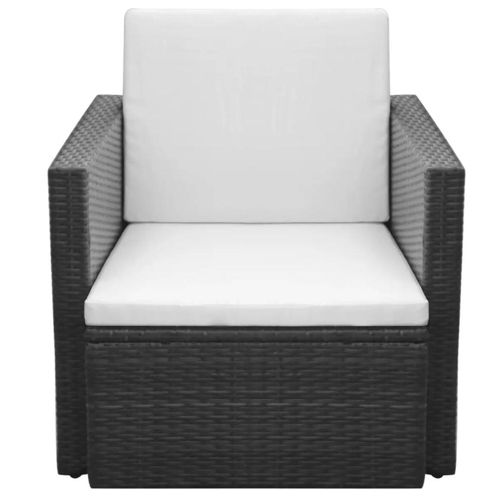 vidaXL Garden Chair with Cushions and Pillows Poly Rattan Black, 42669. Picture 2