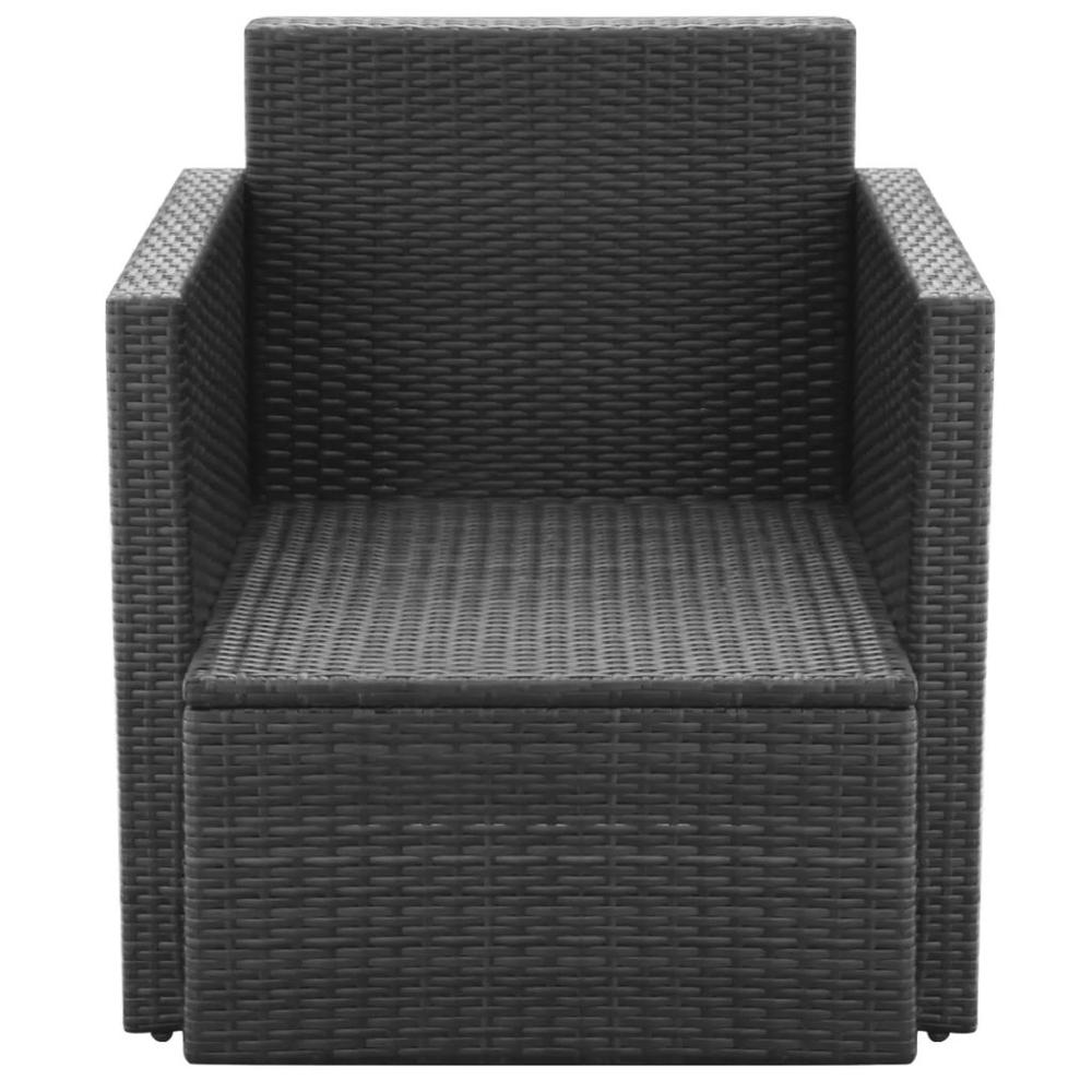 vidaXL Garden Chair with Cushions and Pillows Poly Rattan Black, 42669. Picture 4