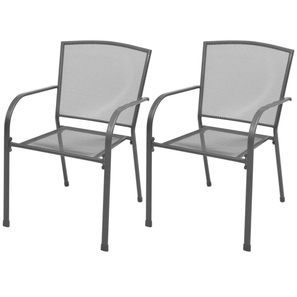 vidaXL Stackable Garden Chairs 2 pcs Steel Gray, 42705. The main picture.