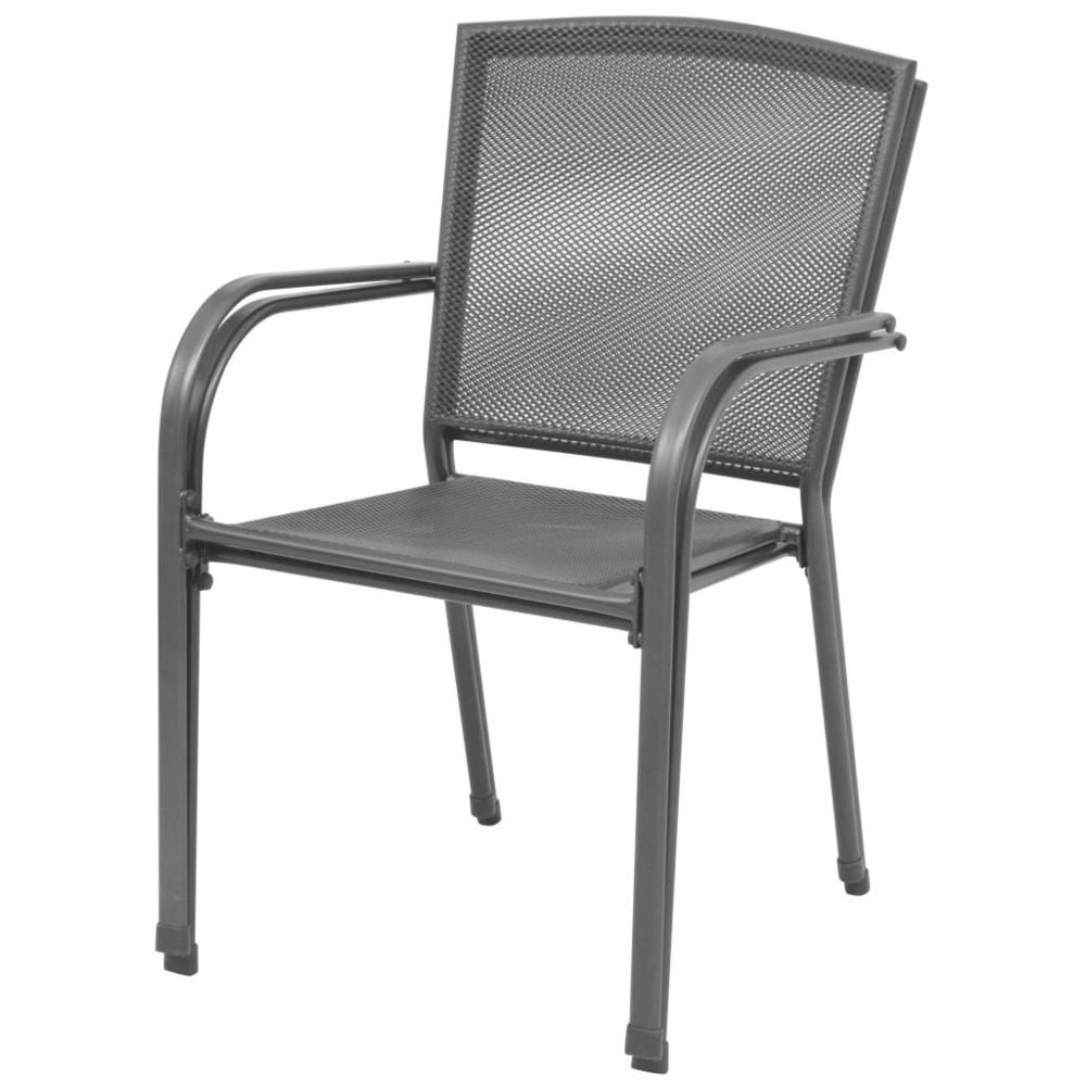 vidaXL Stackable Garden Chairs 2 pcs Steel Gray, 42705. Picture 3