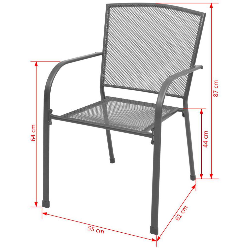 vidaXL Stackable Garden Chairs 2 pcs Steel Gray, 42705. Picture 6