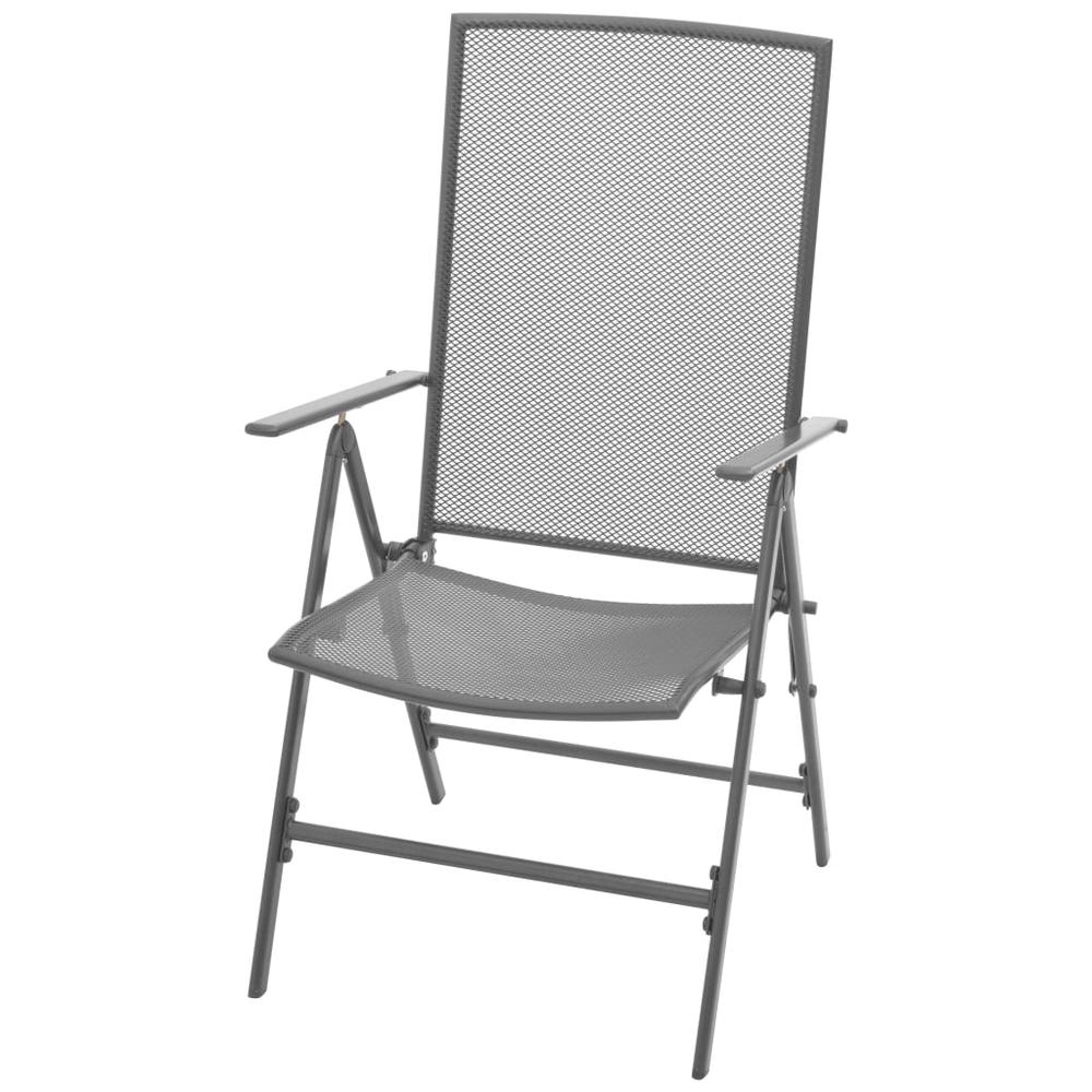 vidaXL Stackable Garden Chairs 2 pcs Steel Gray, 42716. Picture 3