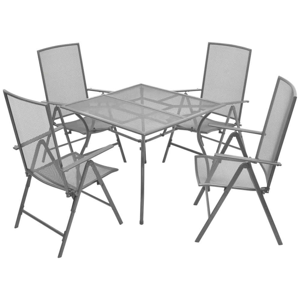 5 Piece Patio Dining Set with Folding Chairs Steel Anthracite. Picture 11