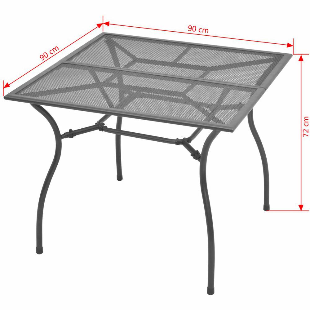 vidaXL Garden Table 35.4"x35.4"x28.3" Steel Mesh, 42722. Picture 3