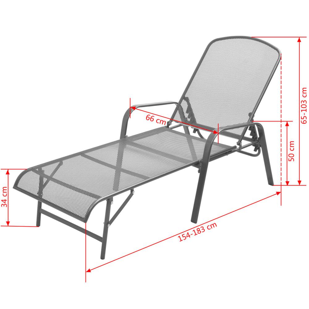 Sun Loungers 2 pcs with Table Steel Anthracite. Picture 11