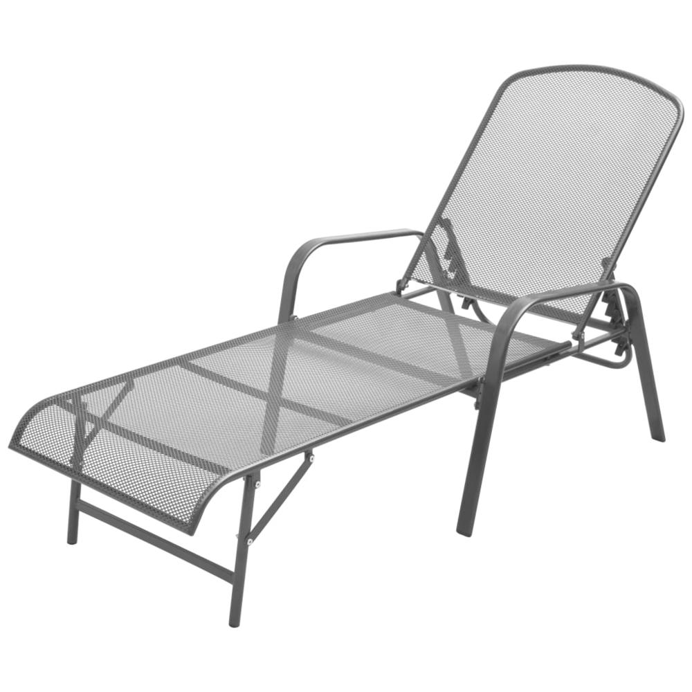 Sun Loungers 2 pcs with Table Steel Anthracite. Picture 2